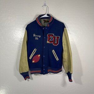 Vintage Varsity Jacket Mens 38 Wool Leather 1986 Football Bomber High School